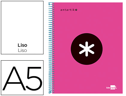 Cuaderno espiral Liderpapel Antartik A-5 tapa forrada 120h micro 100g liso color rosa flúor